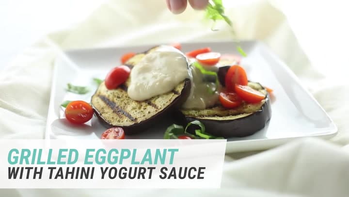 Grilled Eggplant With Tahini and Yogurt Dip Recipe