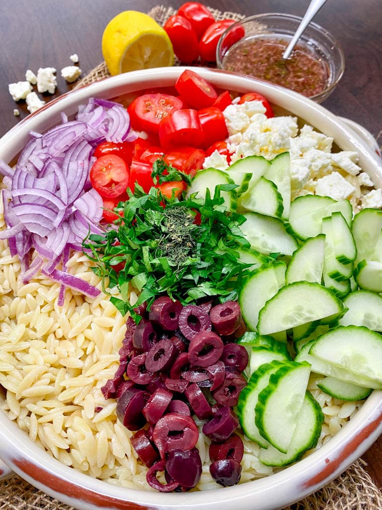Mediterranean Orzo Pasta Salad With Feta Vinaigrette Recipe