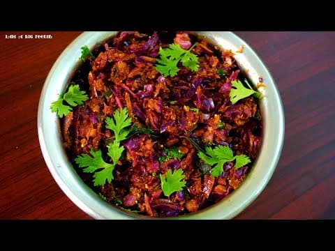 Muttaikose Poriyal Recipe - Purple Cabbage Poriyal | Red Cabbage Sabzi