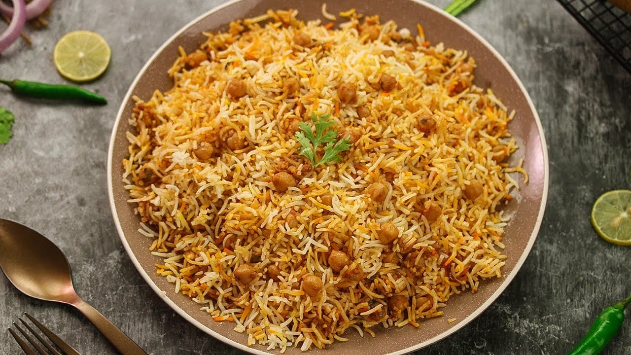 Chole Biryani Recipe - Spicy Chana Biryani Recipe