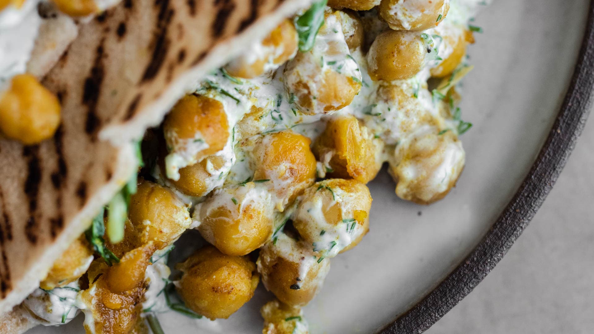 Stuffed Pita Recipe With Tandoori Mayo Chickpeas, Pickled Onions and Vegetables