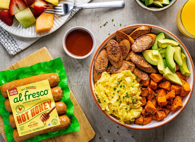 Chicken Sausages, Baked Beans and Stir Fried Broccoli Recipe