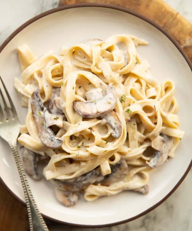 Farfalle In Creamy Mushroom Sauce Recipe