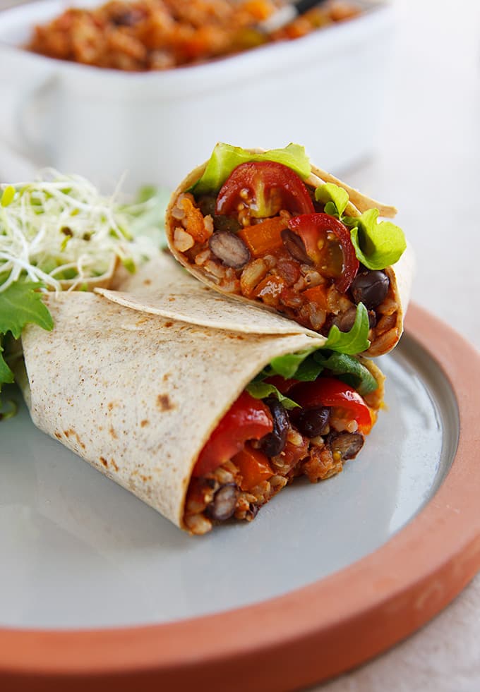 Open Bean and Veggies Burrito Muffin Recipe