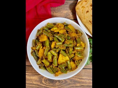 Aloo Beans Sabzi Recipe - Potato & Beans Stir Fry