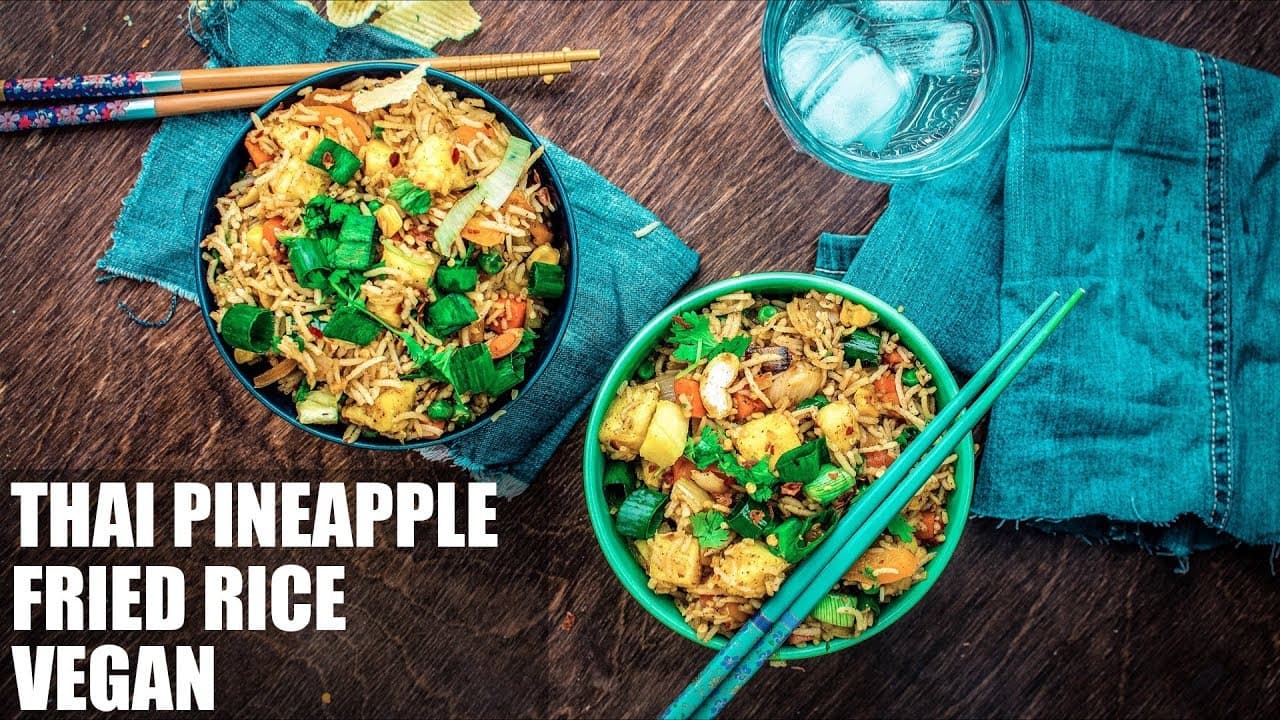 Thai Pineapple Vegetarian Fried Rice Recipe (No Onion No Garlic)