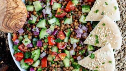 Lentil Tabbouleh Recipe (Middle Eastern Vegetarian Salad With Lentils)