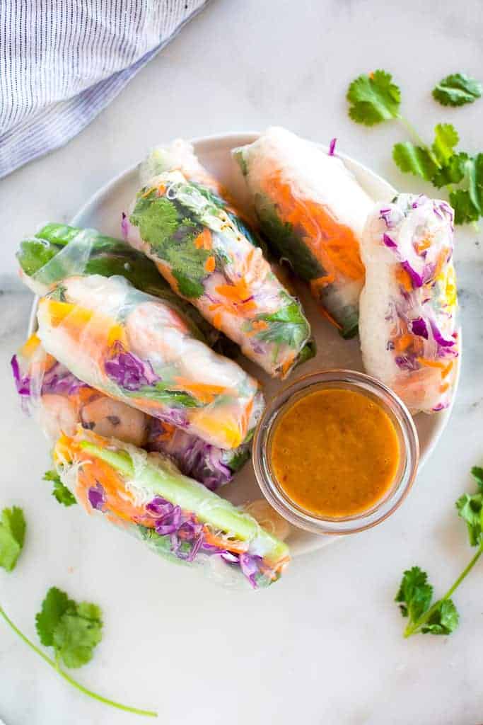 Vietnamese Style Vegetarian Spring Rolls Recipe With Peanut Dipping Sauce
