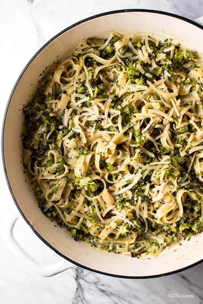 Alfredo Spaghetti with Roasted Mushroom & Broccoli Recipe