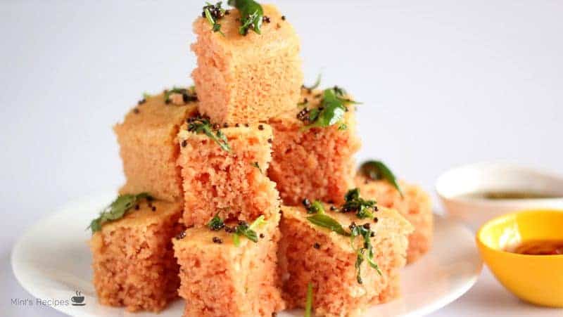 Roasted Pumpkin Rava Dhokla Recipe - Sooji Dhokla