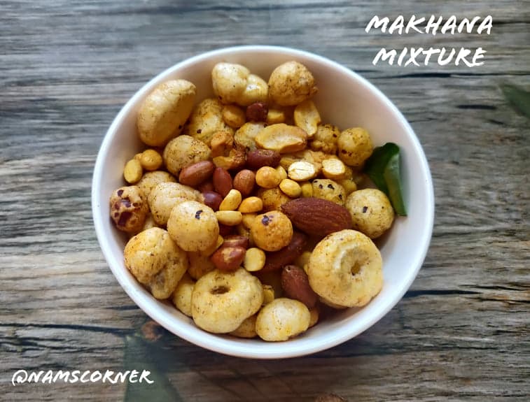 Makhana Badam Mixture Recipe - Healthy Snack/ Trail Mix