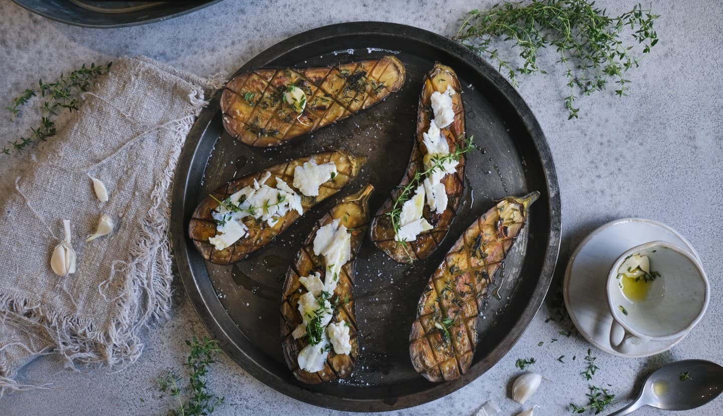 Grilled Aubergines with Tzatziki Sauce Recipe